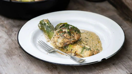 Delicious one pan Chicken, leek and cream recipe