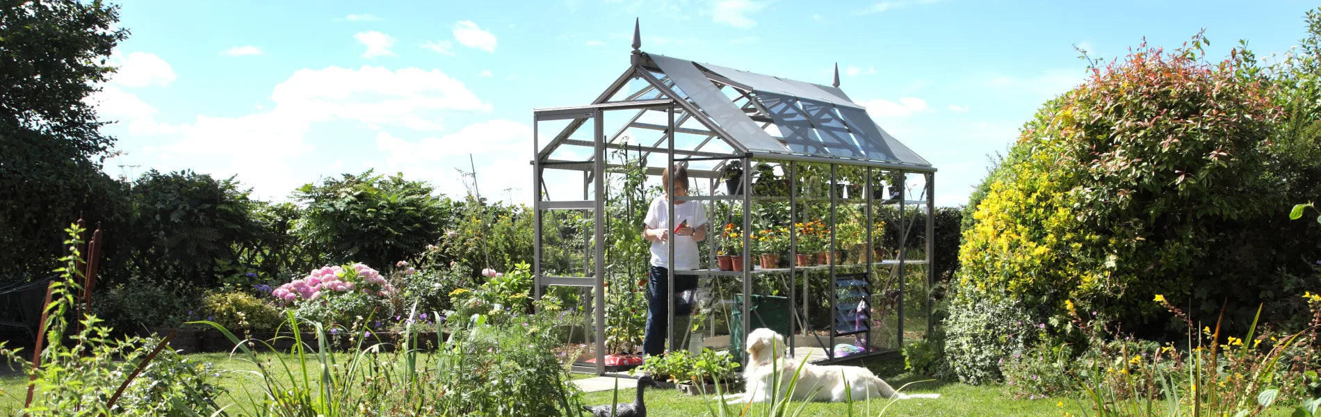 Rhino greenhouse in beautiful garden