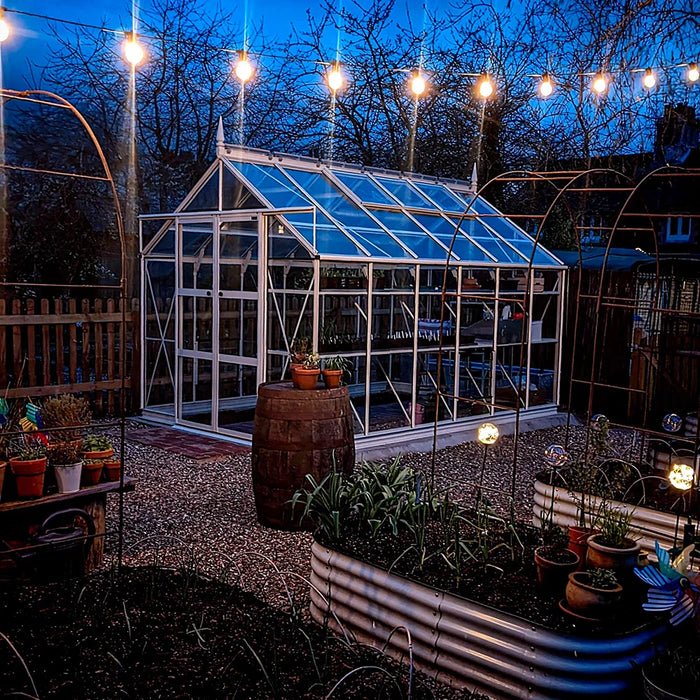 8x12 Premium Greenhouse at night