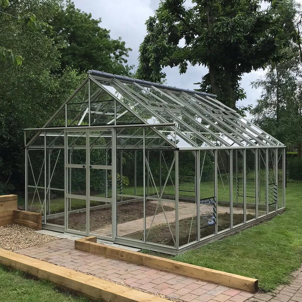 12x16 Rhino Premium Greenhouse silver sage in garden