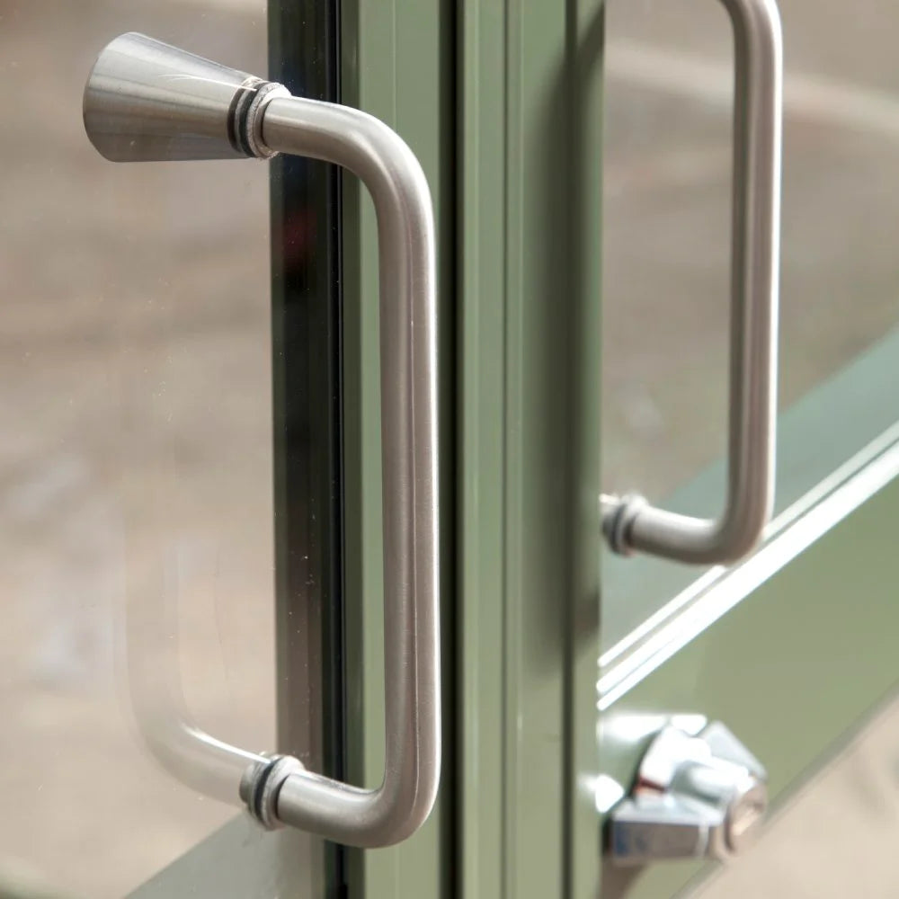 Floating door handles on the Rhino Ultimate greenhouses